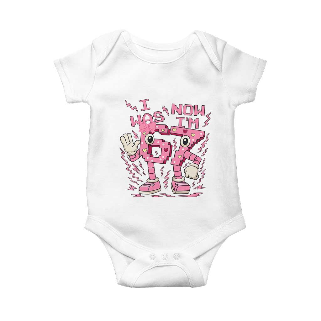 Seven Years Old Birthday Girl Baby Onesie I Was 6 Now I Am 7 - Wonder Print Shop