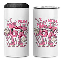 Seven Years Old Birthday Girl 4 in 1 Can Cooler Tumbler I Was 6 Now I Am 7 - Wonder Print Shop