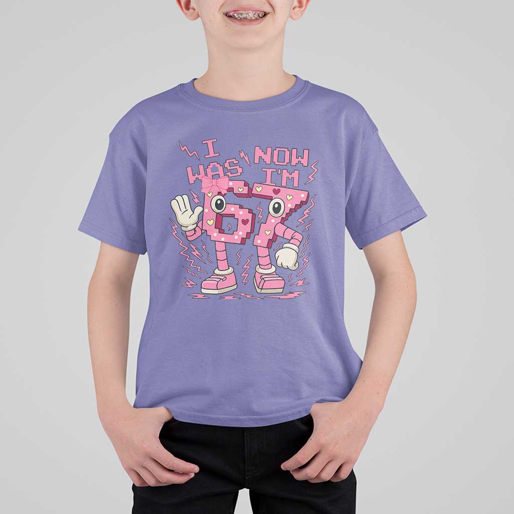 Seven Years Old Birthday Girl T Shirt For Kid I Was 6 Now I Am 7 - Wonder Print Shop