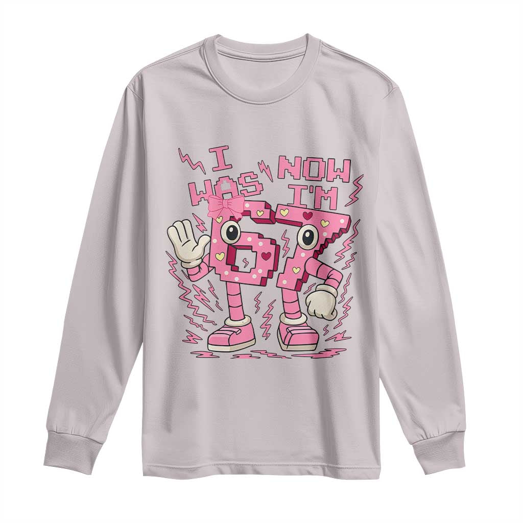 Seven Years Old Birthday Girl Long Sleeve Shirt I Was 6 Now I Am 7 - Wonder Print Shop