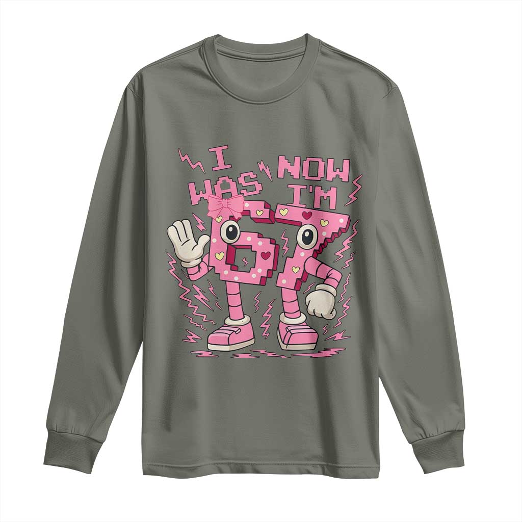Seven Years Old Birthday Girl Long Sleeve Shirt I Was 6 Now I Am 7 - Wonder Print Shop
