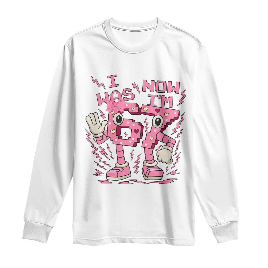 Seven Years Old Birthday Girl Long Sleeve Shirt I Was 6 Now I Am 7 - Wonder Print Shop