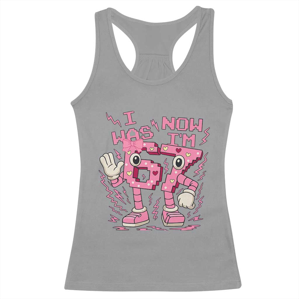 Seven Years Old Birthday Girl Racerback Tank Top I Was 6 Now I Am 7 - Wonder Print Shop