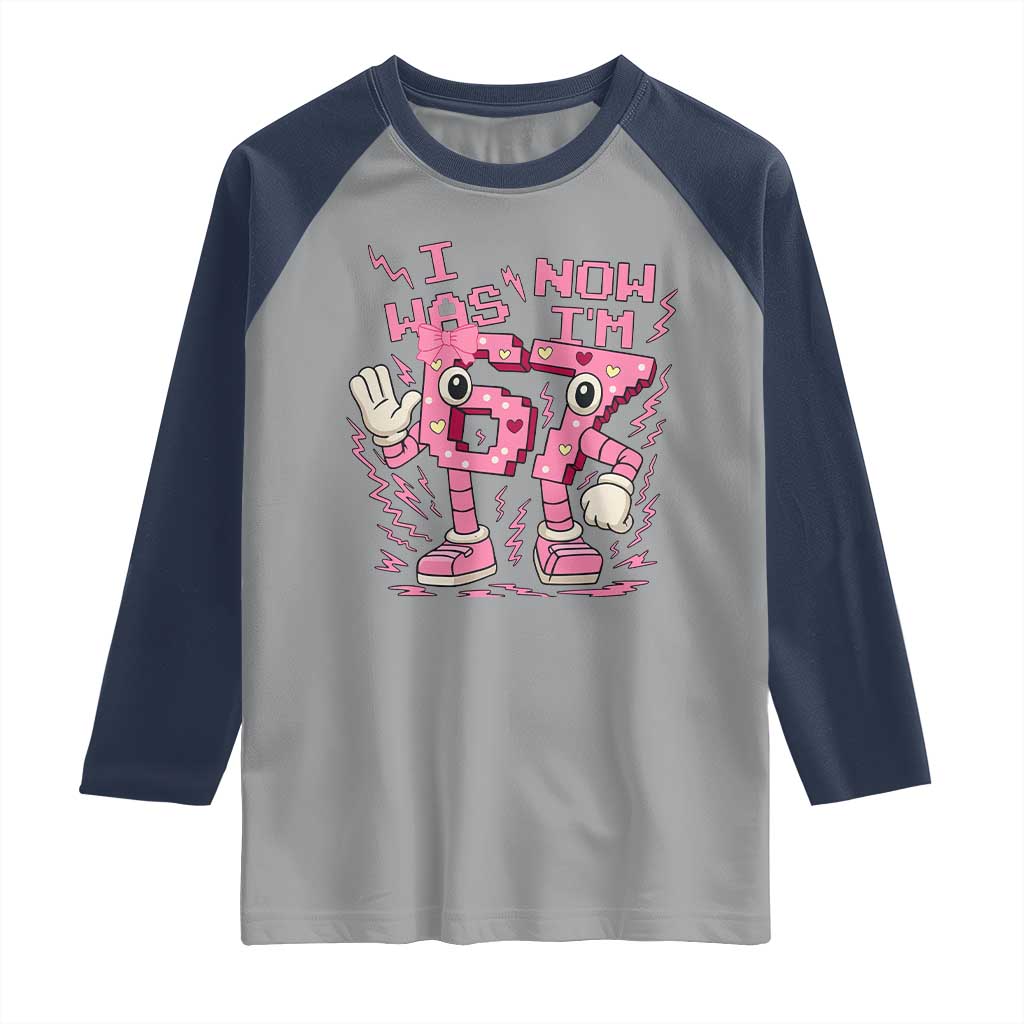 Seven Years Old Birthday Girl Raglan Shirt I Was 6 Now I Am 7 - Wonder Print Shop
