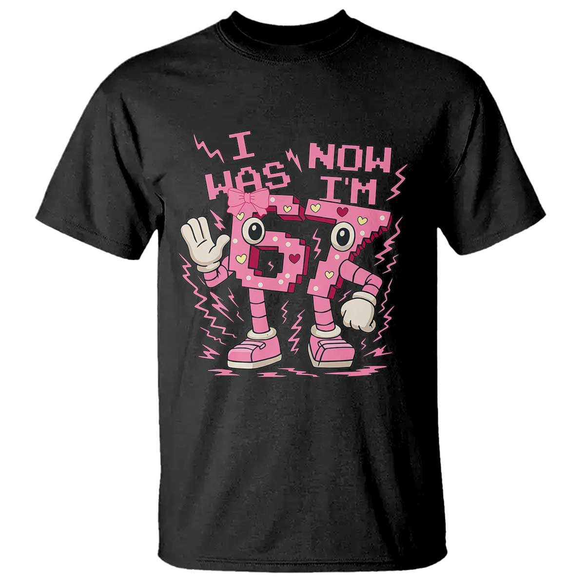 Seven Years Old Birthday Girl T Shirt I Was 6 Now I Am 7 - Wonder Print Shop