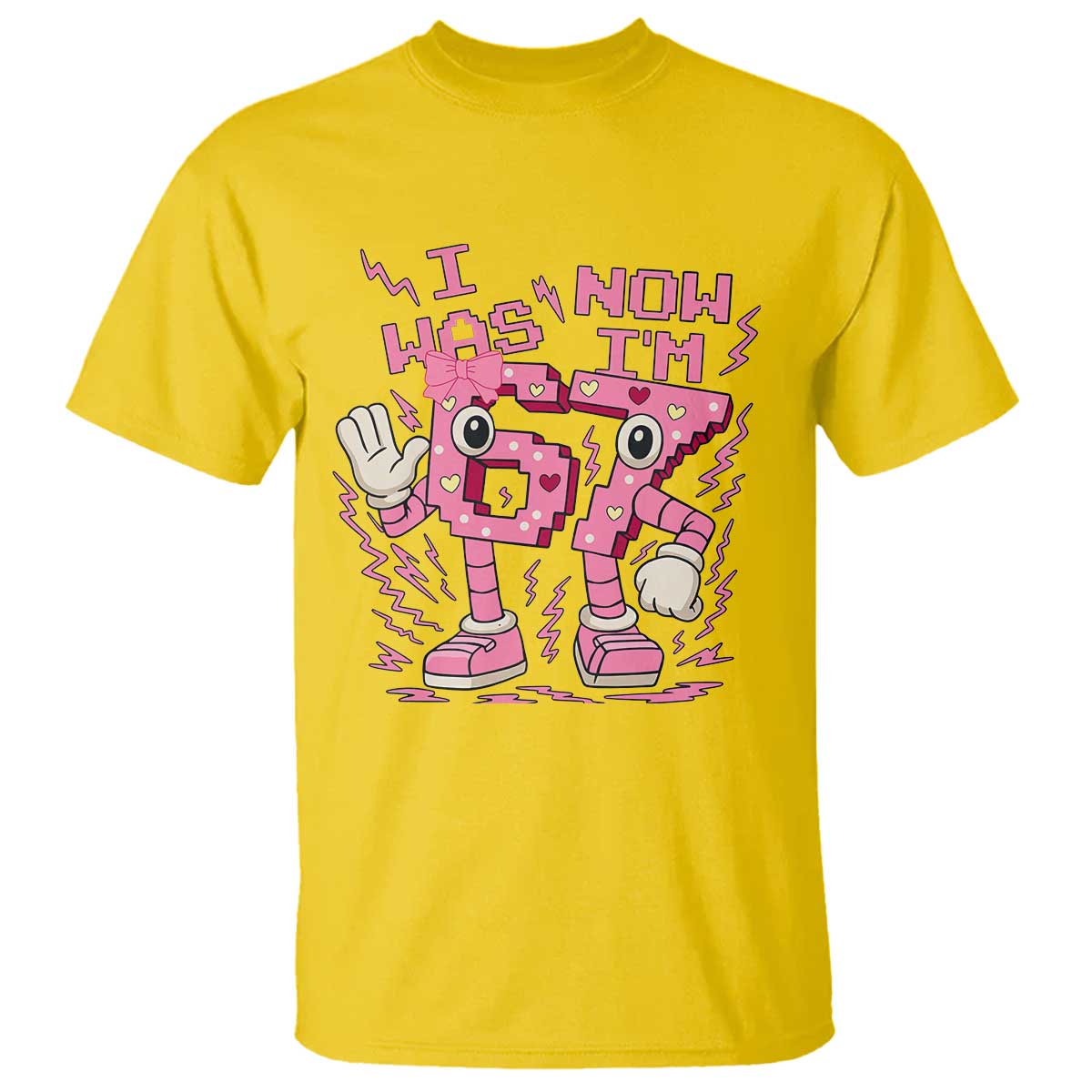 Seven Years Old Birthday Girl T Shirt I Was 6 Now I Am 7 - Wonder Print Shop