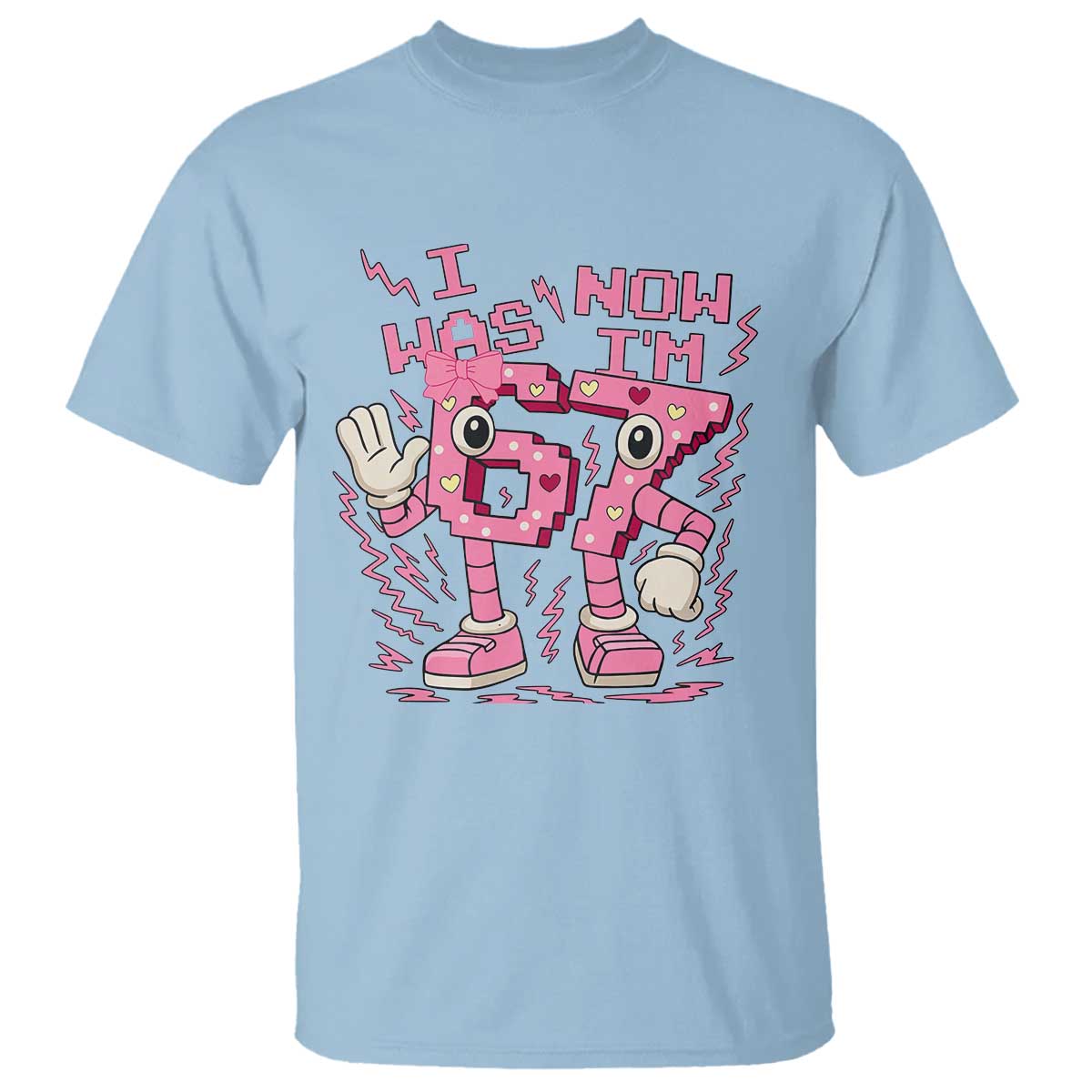 Seven Years Old Birthday Girl T Shirt I Was 6 Now I Am 7 - Wonder Print Shop
