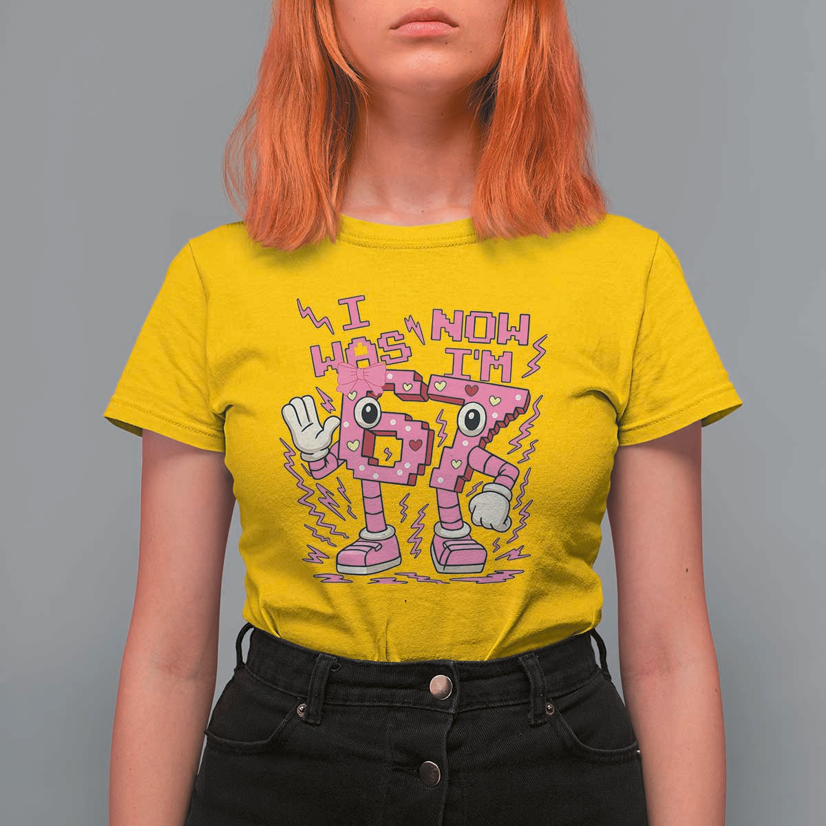 Seven Years Old Birthday Girl T Shirt For Women I Was 6 Now I Am 7 - Wonder Print Shop