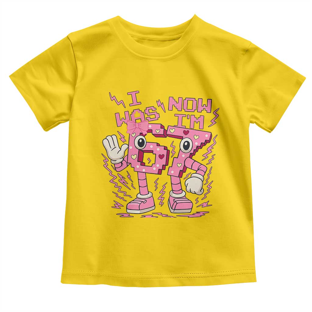 Seven Years Old Birthday Girl Toddler T Shirt I Was 6 Now I Am 7 - Wonder Print Shop