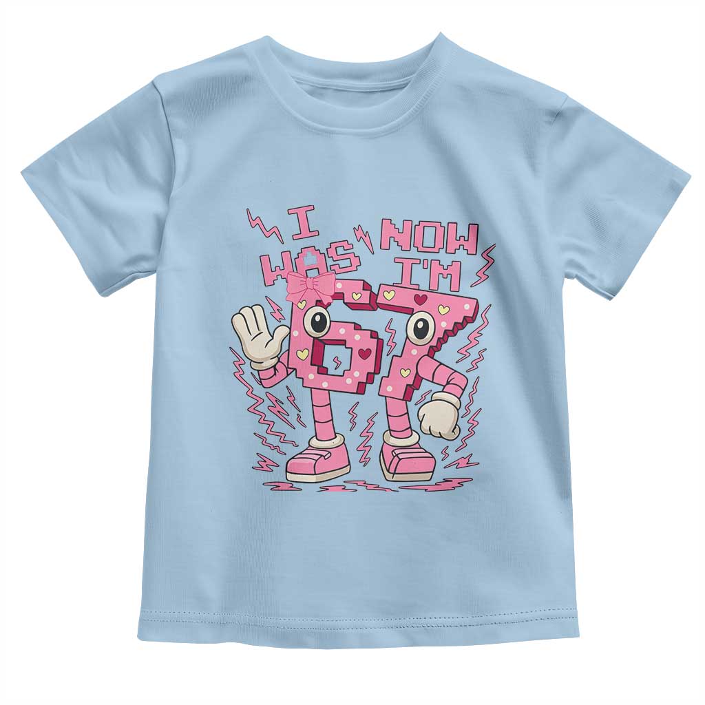 Seven Years Old Birthday Girl Toddler T Shirt I Was 6 Now I Am 7 - Wonder Print Shop