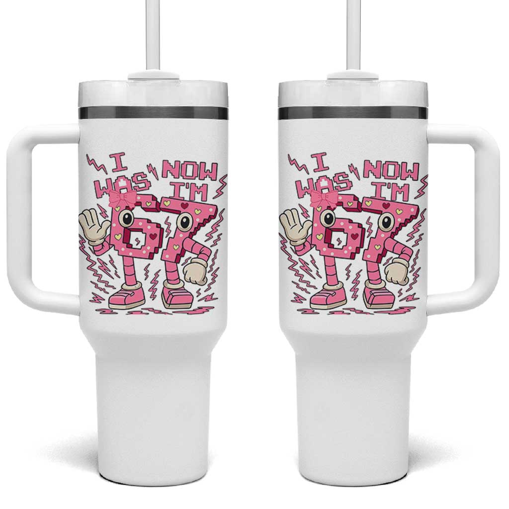 Seven Years Old Birthday Girl Tumbler With Handle I Was 6 Now I Am 7 - Wonder Print Shop