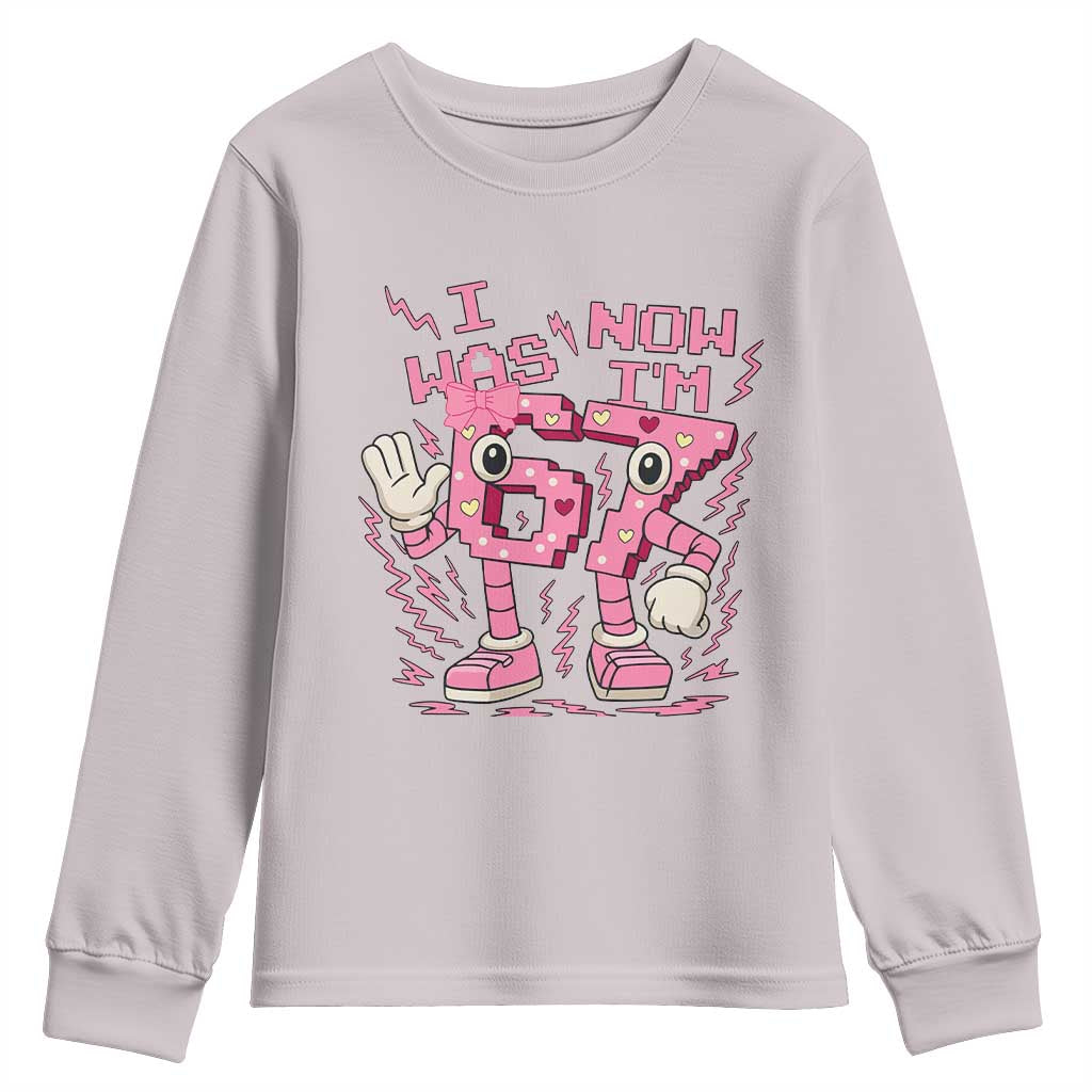 Seven Years Old Birthday Girl Youth Sweatshirt I Was 6 Now I Am 7 - Wonder Print Shop