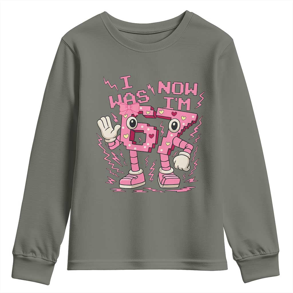 Seven Years Old Birthday Girl Youth Sweatshirt I Was 6 Now I Am 7 - Wonder Print Shop