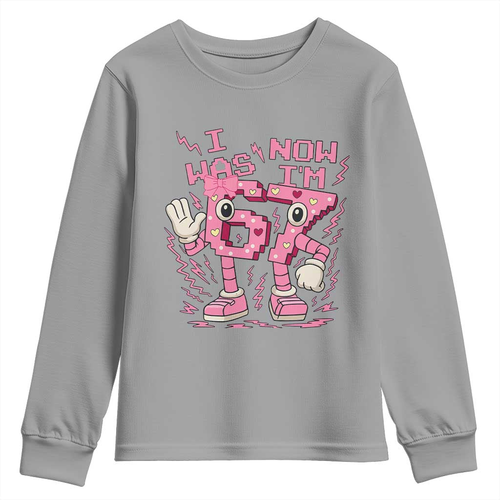 Seven Years Old Birthday Girl Youth Sweatshirt I Was 6 Now I Am 7 - Wonder Print Shop
