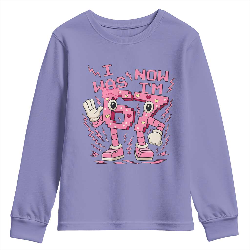 Seven Years Old Birthday Girl Youth Sweatshirt I Was 6 Now I Am 7 - Wonder Print Shop