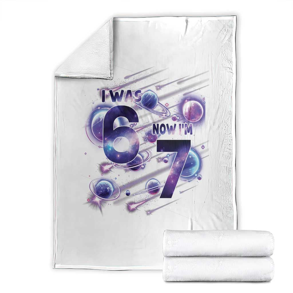 Funny Galaxy Space Birthday Throw Blanket I Was Six Now I Am Seven - Wonder Print Shop
