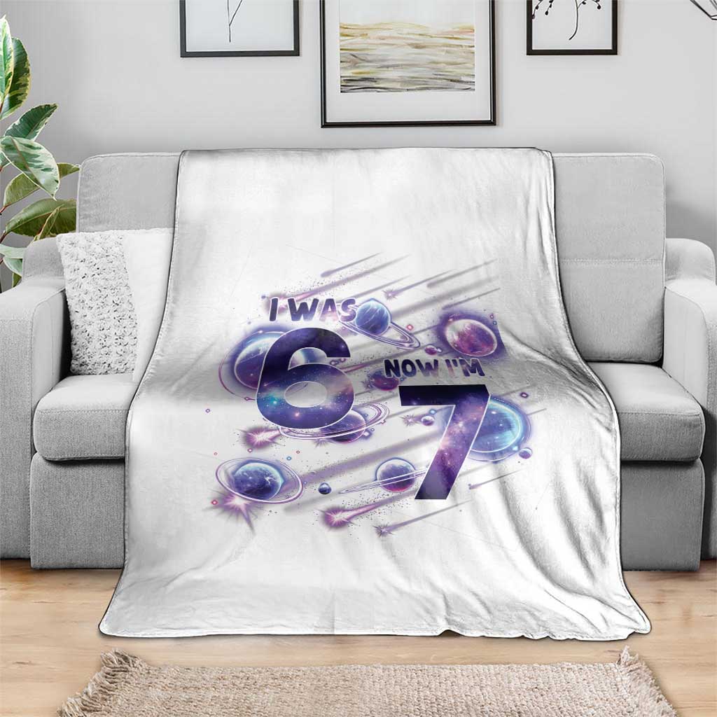 Funny Galaxy Space Birthday Throw Blanket I Was Six Now I Am Seven - Wonder Print Shop