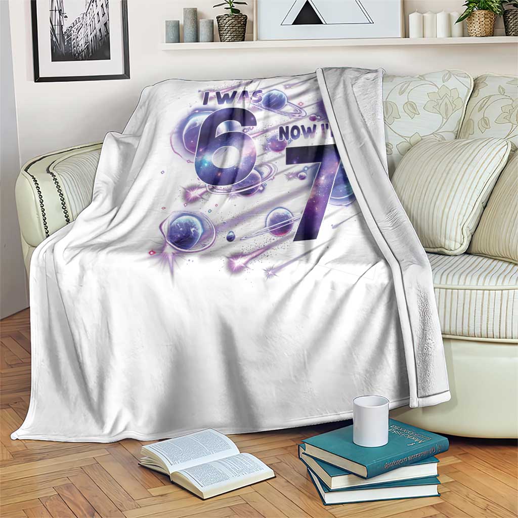 Funny Galaxy Space Birthday Throw Blanket I Was Six Now I Am Seven - Wonder Print Shop