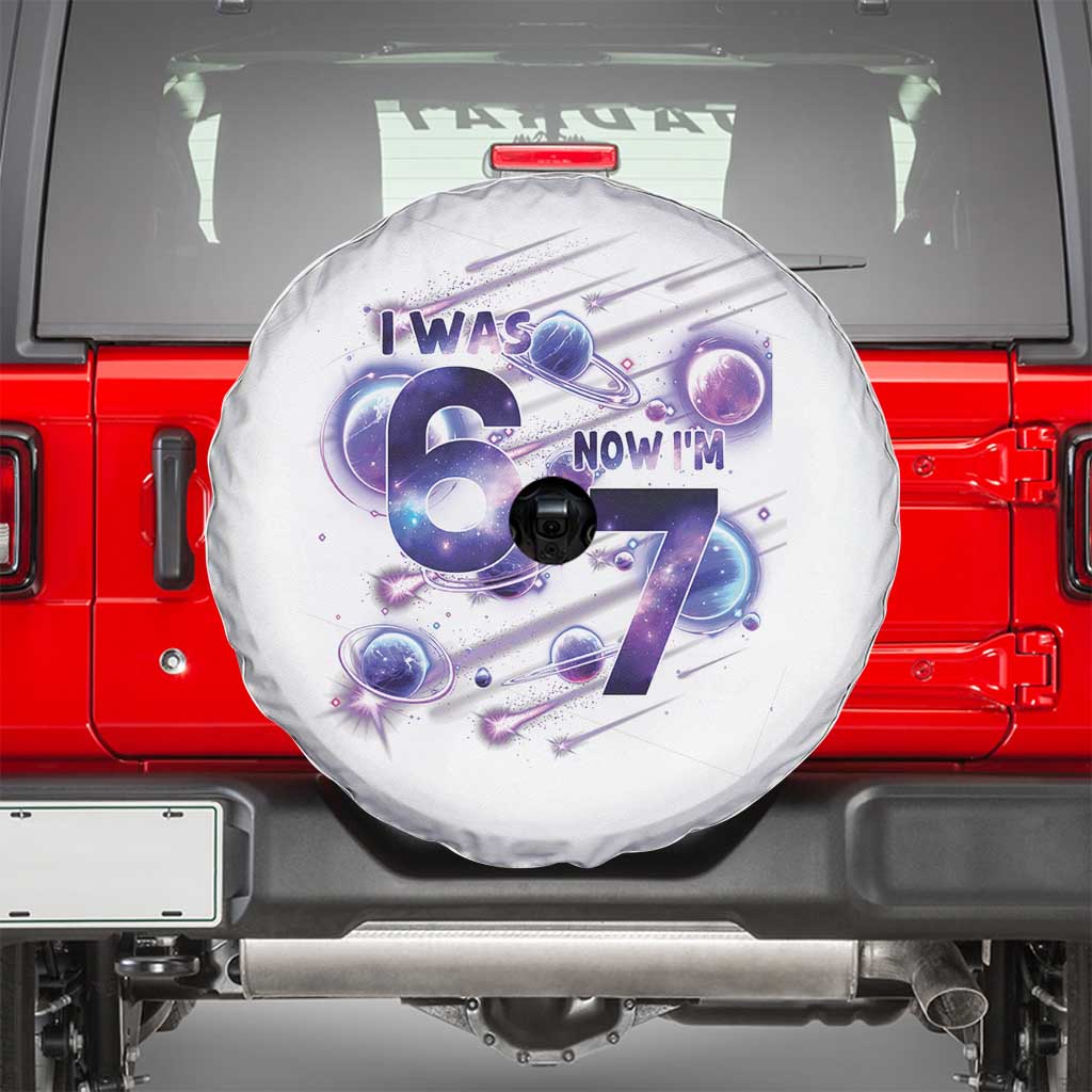 Funny Galaxy Space Birthday Spare Tire Cover I Was Six Now I Am Seven - Wonder Print Shop
