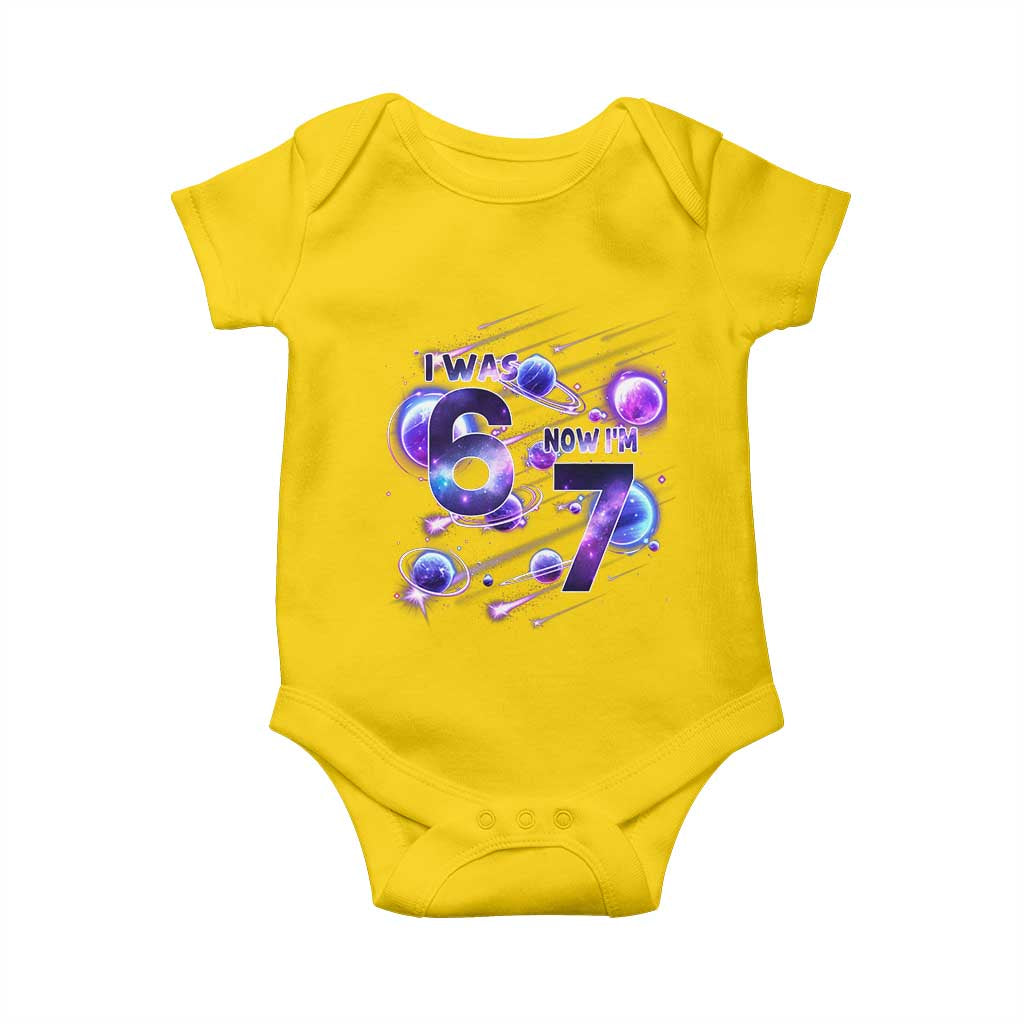Funny Galaxy Space Birthday Baby Onesie I Was Six Now I Am Seven - Wonder Print Shop