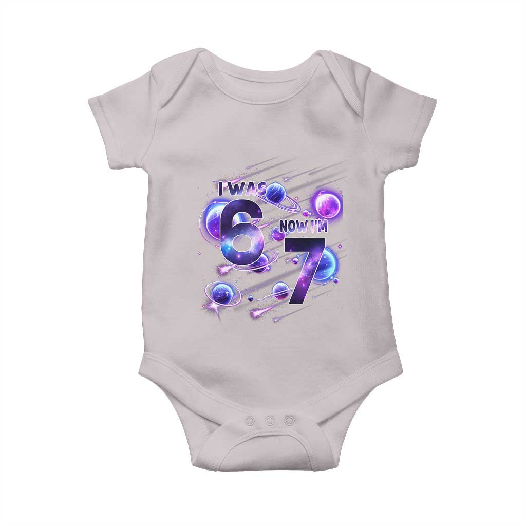 Funny Galaxy Space Birthday Baby Onesie I Was Six Now I Am Seven - Wonder Print Shop