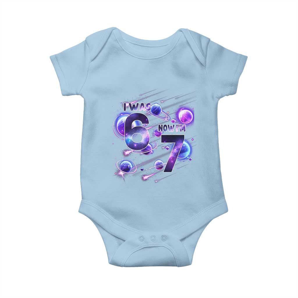 Funny Galaxy Space Birthday Baby Onesie I Was Six Now I Am Seven - Wonder Print Shop