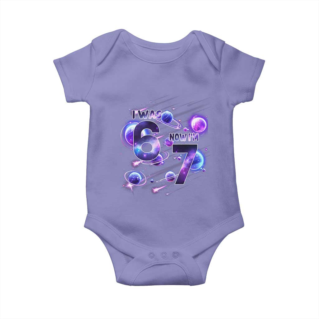 Funny Galaxy Space Birthday Baby Onesie I Was Six Now I Am Seven - Wonder Print Shop