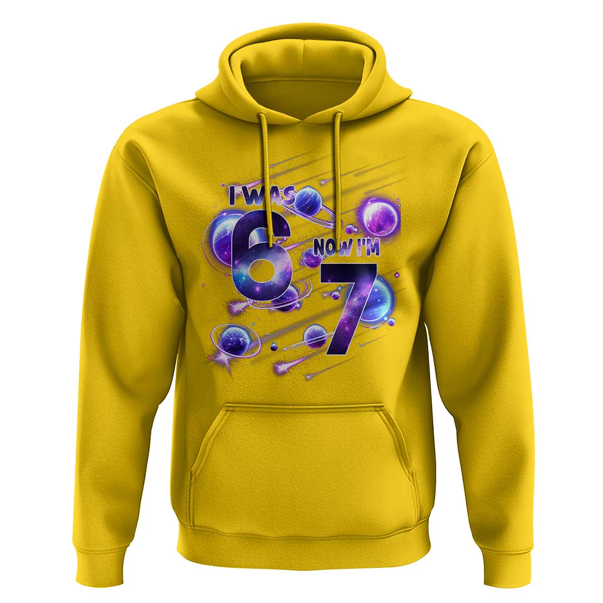 Funny Galaxy Space Birthday Hoodie I Was Six Now I Am Seven - Wonder Print Shop