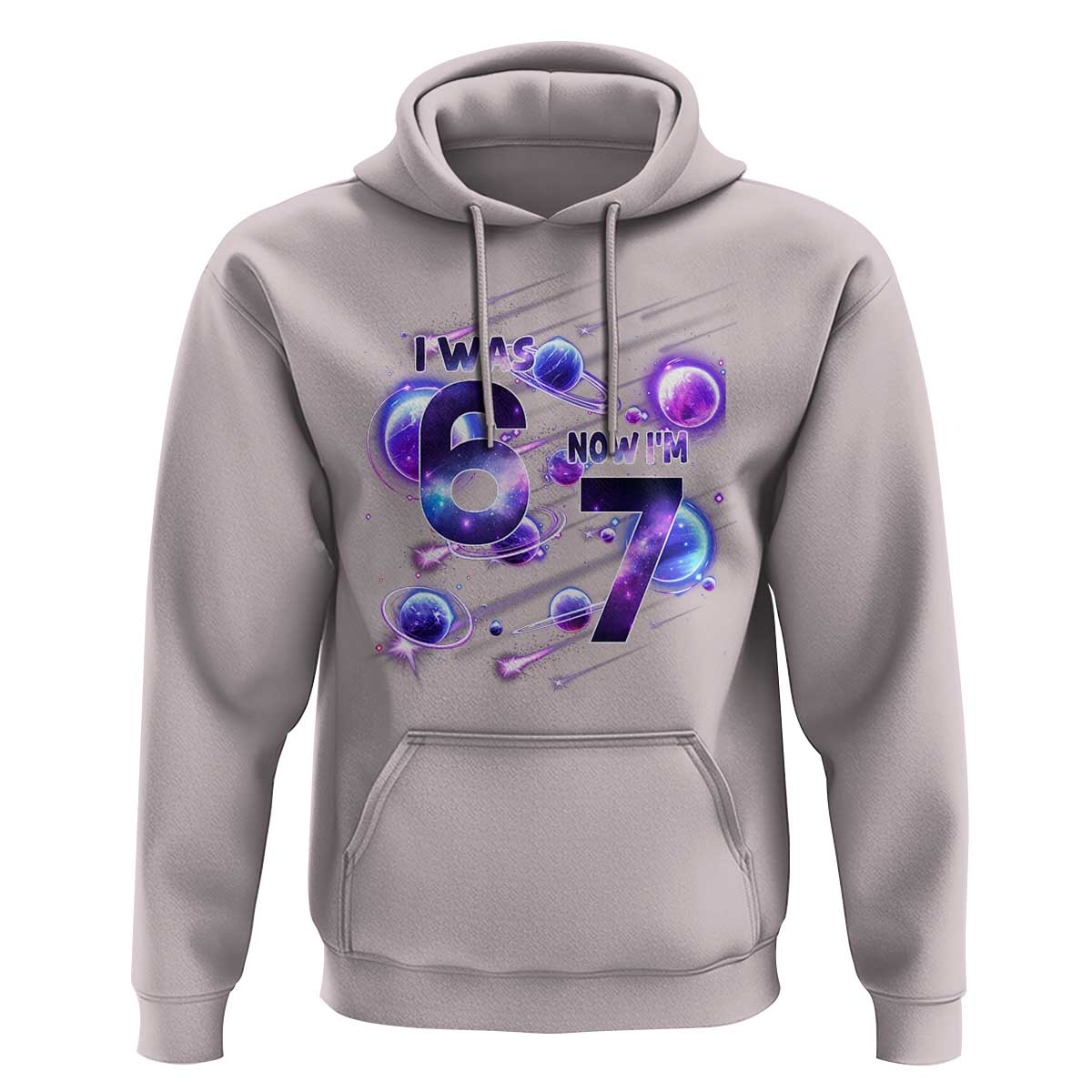 Funny Galaxy Space Birthday Hoodie I Was Six Now I Am Seven - Wonder Print Shop