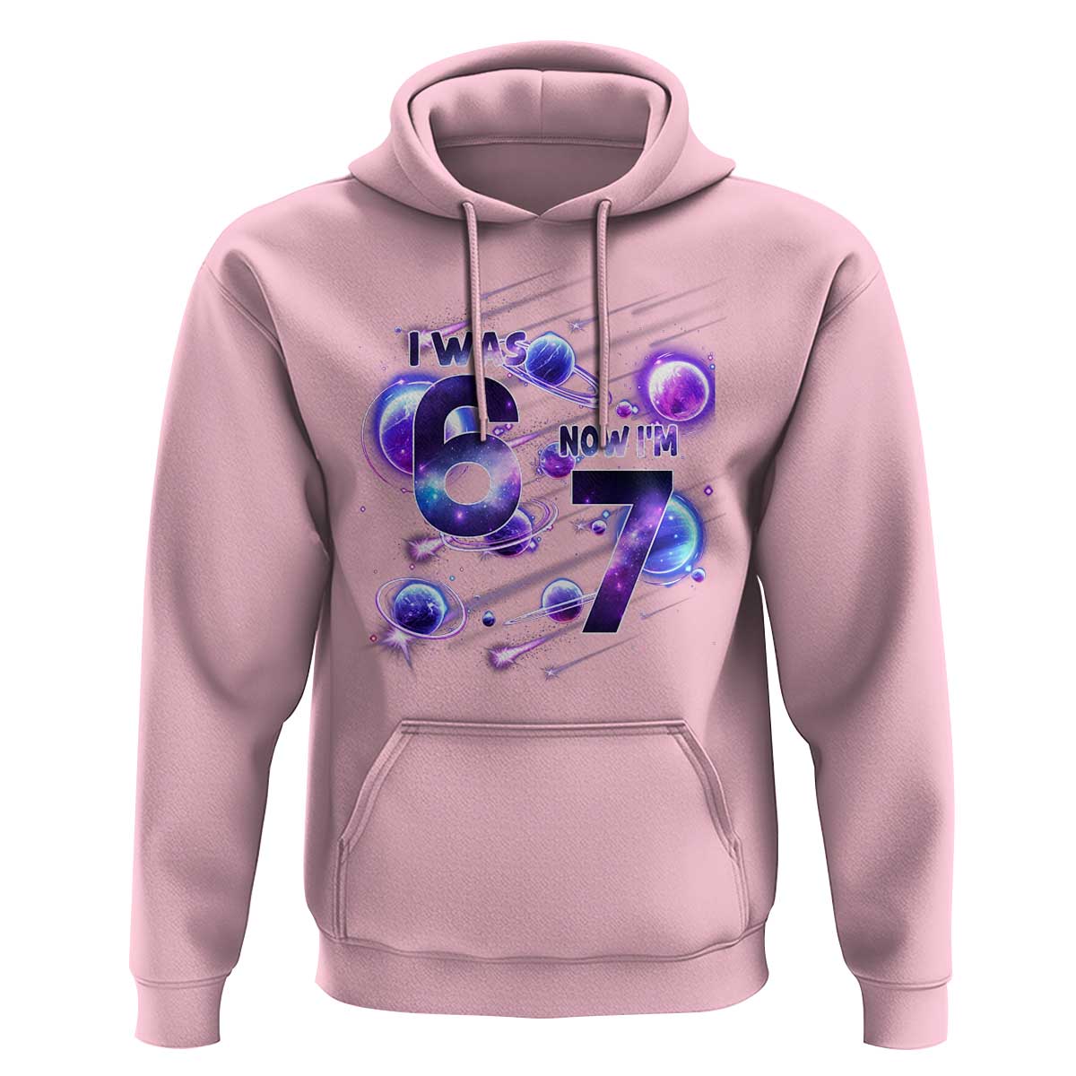 Funny Galaxy Space Birthday Hoodie I Was Six Now I Am Seven - Wonder Print Shop