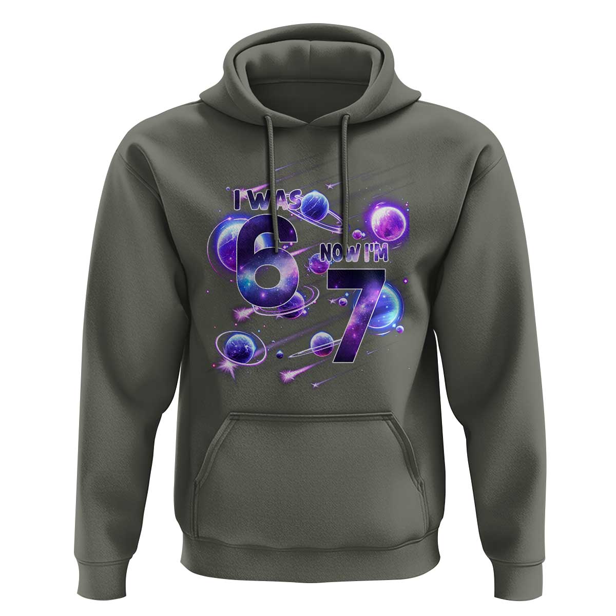 Funny Galaxy Space Birthday Hoodie I Was Six Now I Am Seven - Wonder Print Shop