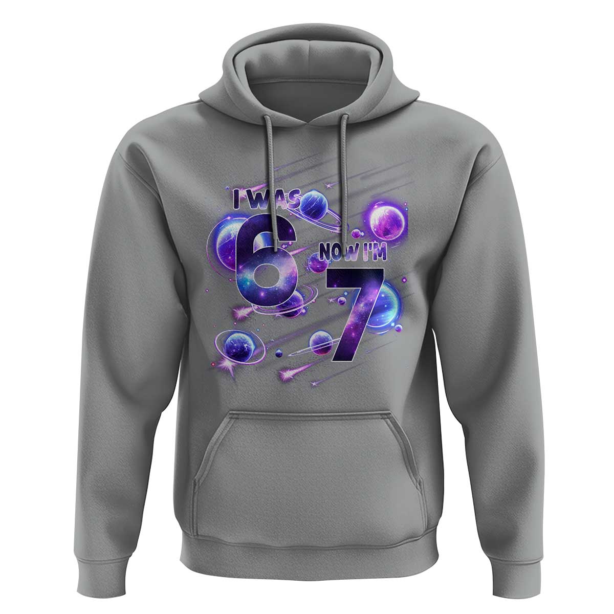 Funny Galaxy Space Birthday Hoodie I Was Six Now I Am Seven - Wonder Print Shop