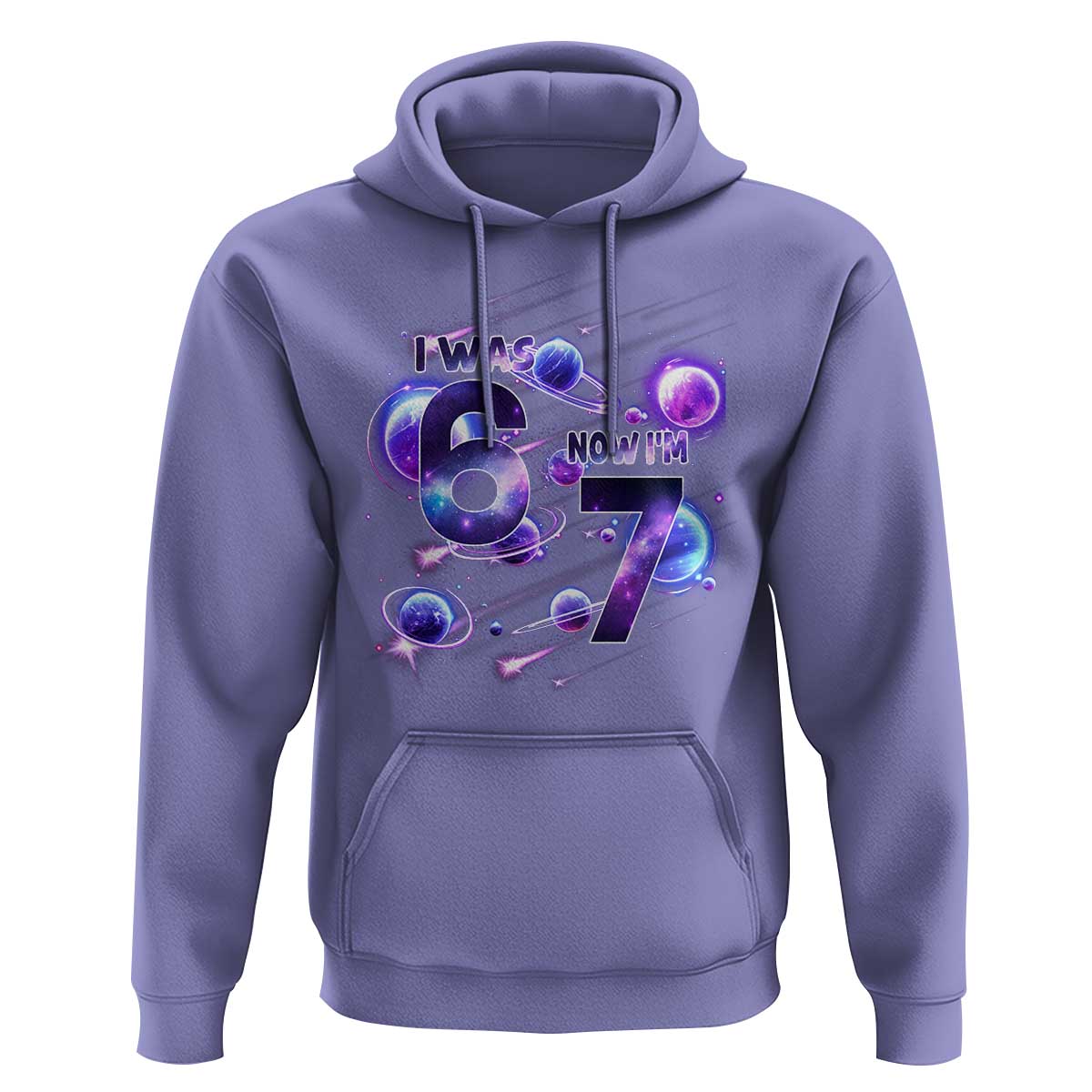 Funny Galaxy Space Birthday Hoodie I Was Six Now I Am Seven - Wonder Print Shop