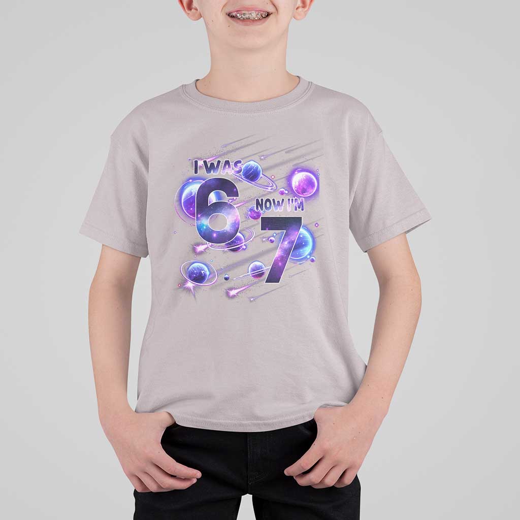 Funny Galaxy Space Birthday T Shirt For Kid I Was Six Now I Am Seven - Wonder Print Shop