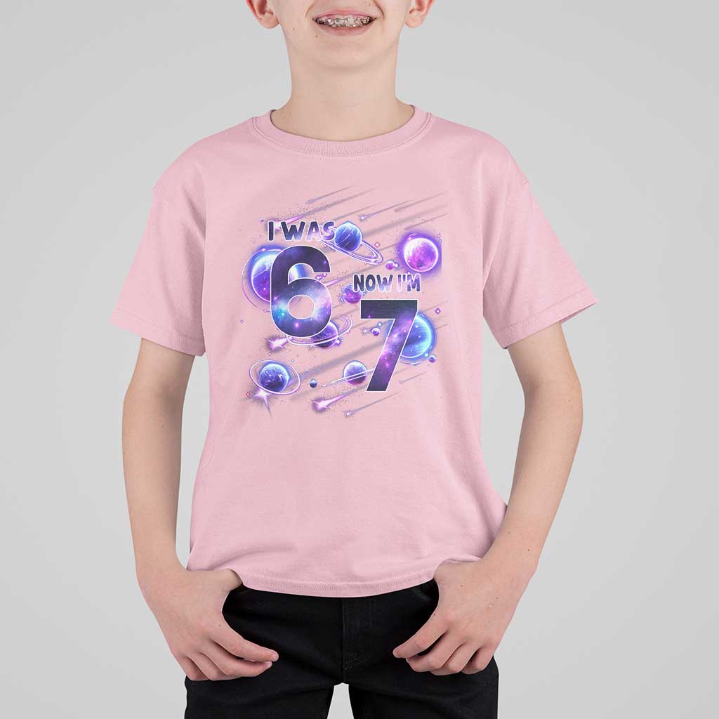 Funny Galaxy Space Birthday T Shirt For Kid I Was Six Now I Am Seven - Wonder Print Shop