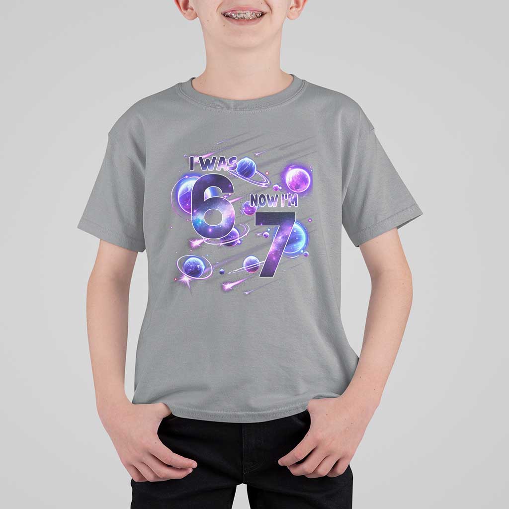 Funny Galaxy Space Birthday T Shirt For Kid I Was Six Now I Am Seven - Wonder Print Shop