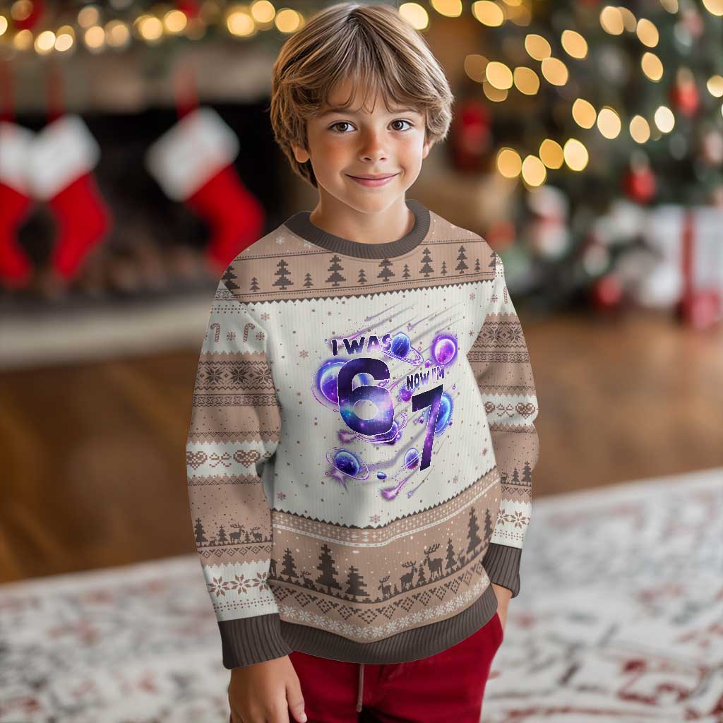 Funny Galaxy Space Birthday Ugly Christmas Sweater I Was Six Now I Am Seven - Wonder Print Shop