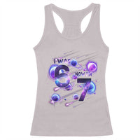 Funny Galaxy Space Birthday Racerback Tank Top I Was Six Now I Am Seven - Wonder Print Shop