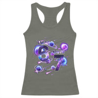 Funny Galaxy Space Birthday Racerback Tank Top I Was Six Now I Am Seven - Wonder Print Shop