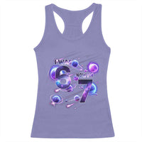 Funny Galaxy Space Birthday Racerback Tank Top I Was Six Now I Am Seven - Wonder Print Shop