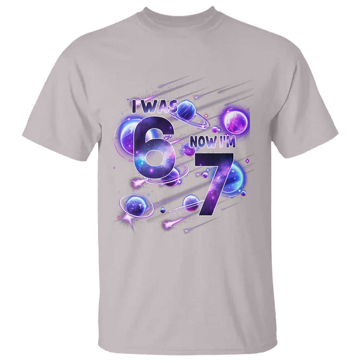 Funny Galaxy Space Birthday T Shirt I Was Six Now I Am Seven - Wonder Print Shop