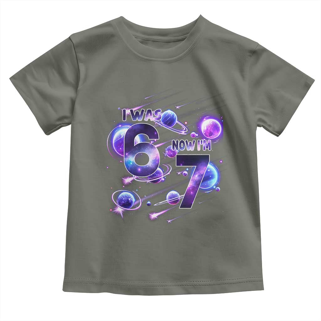 Funny Galaxy Space Birthday Toddler T Shirt I Was Six Now I Am Seven - Wonder Print Shop