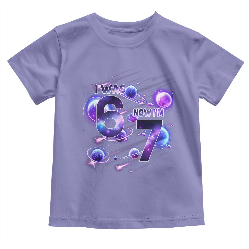 Funny Galaxy Space Birthday Toddler T Shirt I Was Six Now I Am Seven - Wonder Print Shop