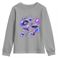 Funny Galaxy Space Birthday Youth Sweatshirt I Was Six Now I Am Seven - Wonder Print Shop