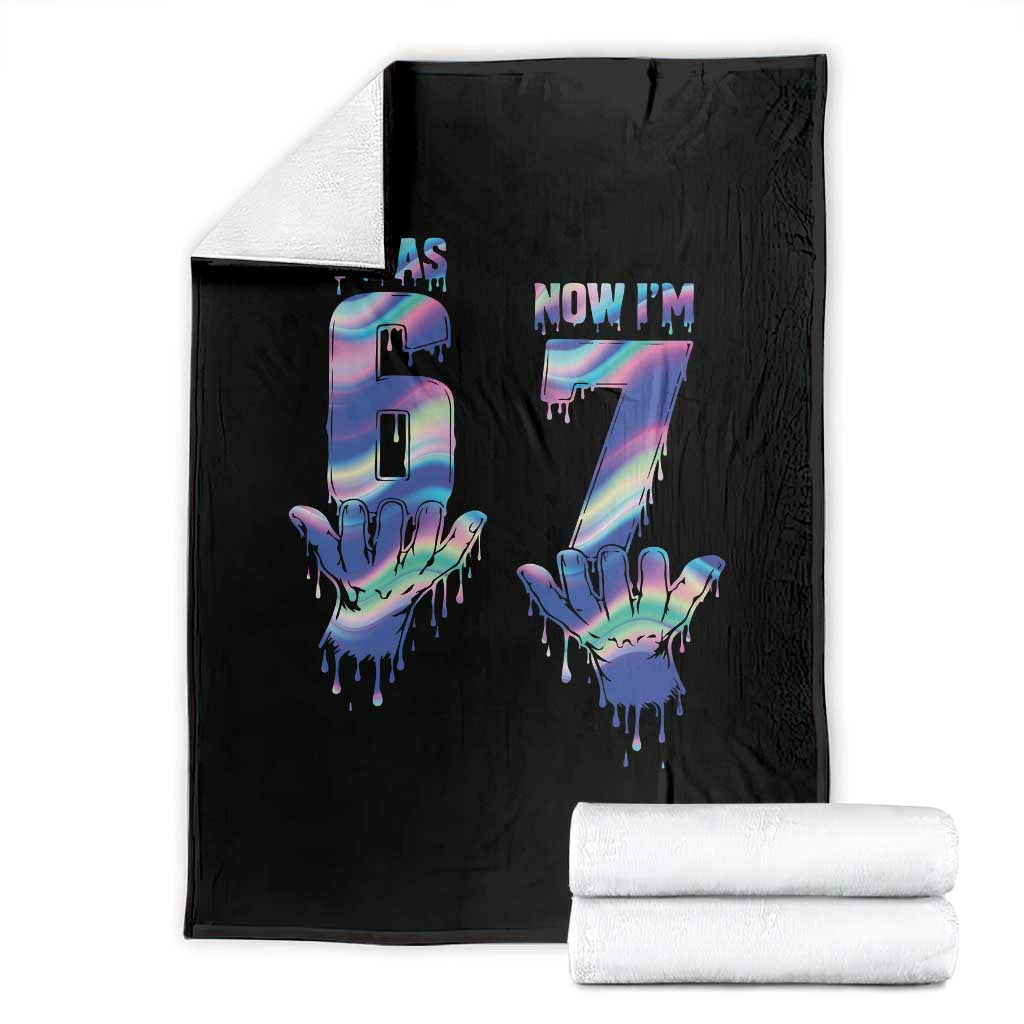 Funny I Was 6 Now I Am 7 Throw Blanket Iridescent Effect Printed Kids Birthday - Wonder Print Shop
