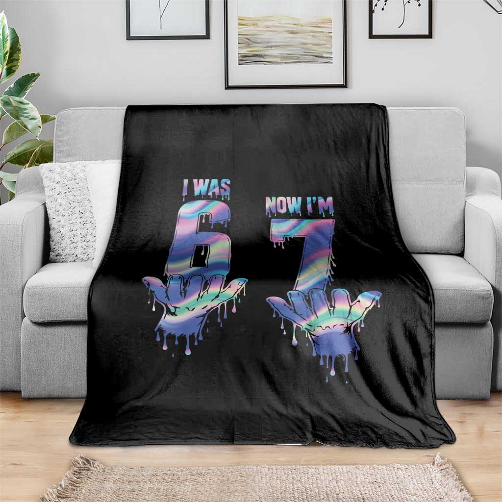 Funny I Was 6 Now I Am 7 Throw Blanket Iridescent Effect Printed Kids Birthday - Wonder Print Shop