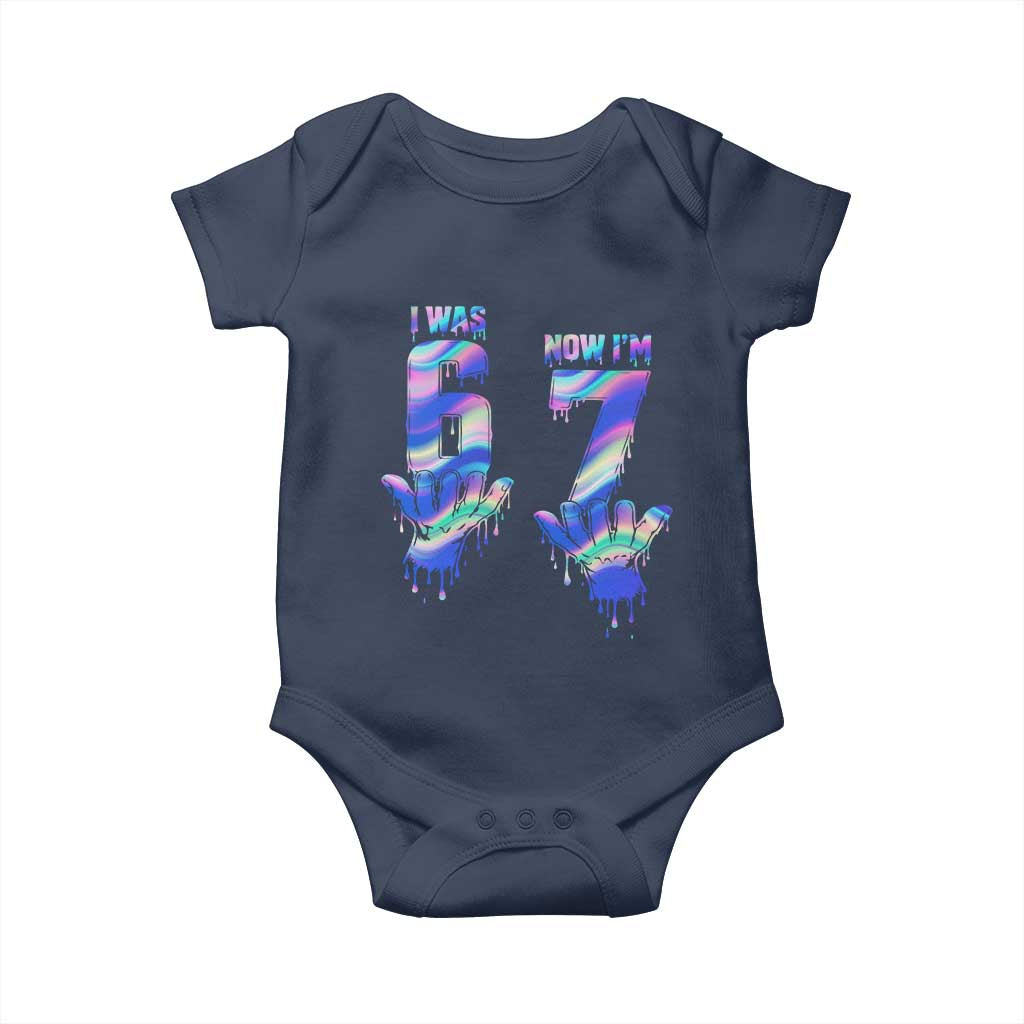 Funny I Was 6 Now I Am 7 Baby Onesie Iridescent Effect Printed Kids Birthday - Wonder Print Shop