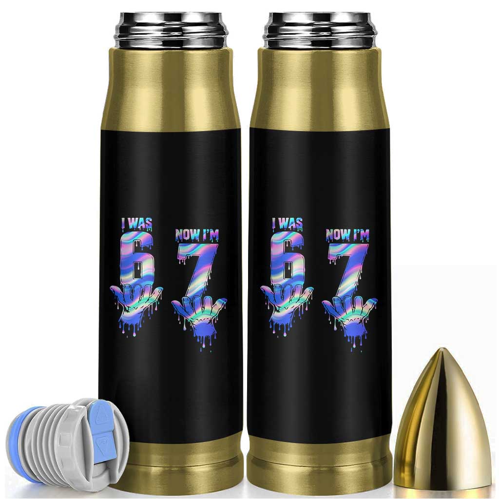 Funny I Was 6 Now I Am 7 Bullet Tumbler Iridescent Effect Printed Kids Birthday - Wonder Print Shop