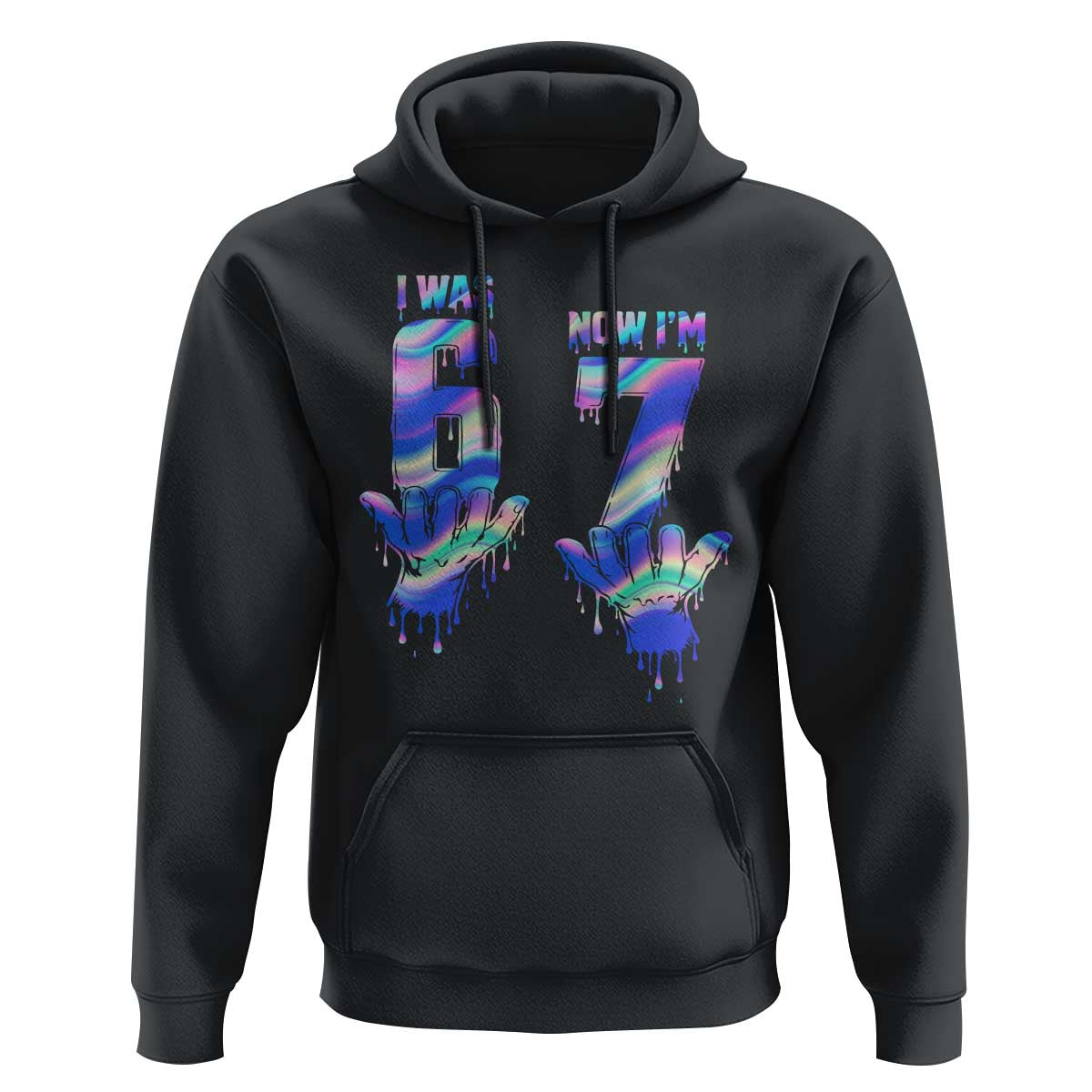 Funny I Was 6 Now I Am 7 Hoodie Iridescent Effect Printed Kids Birthday - Wonder Print Shop