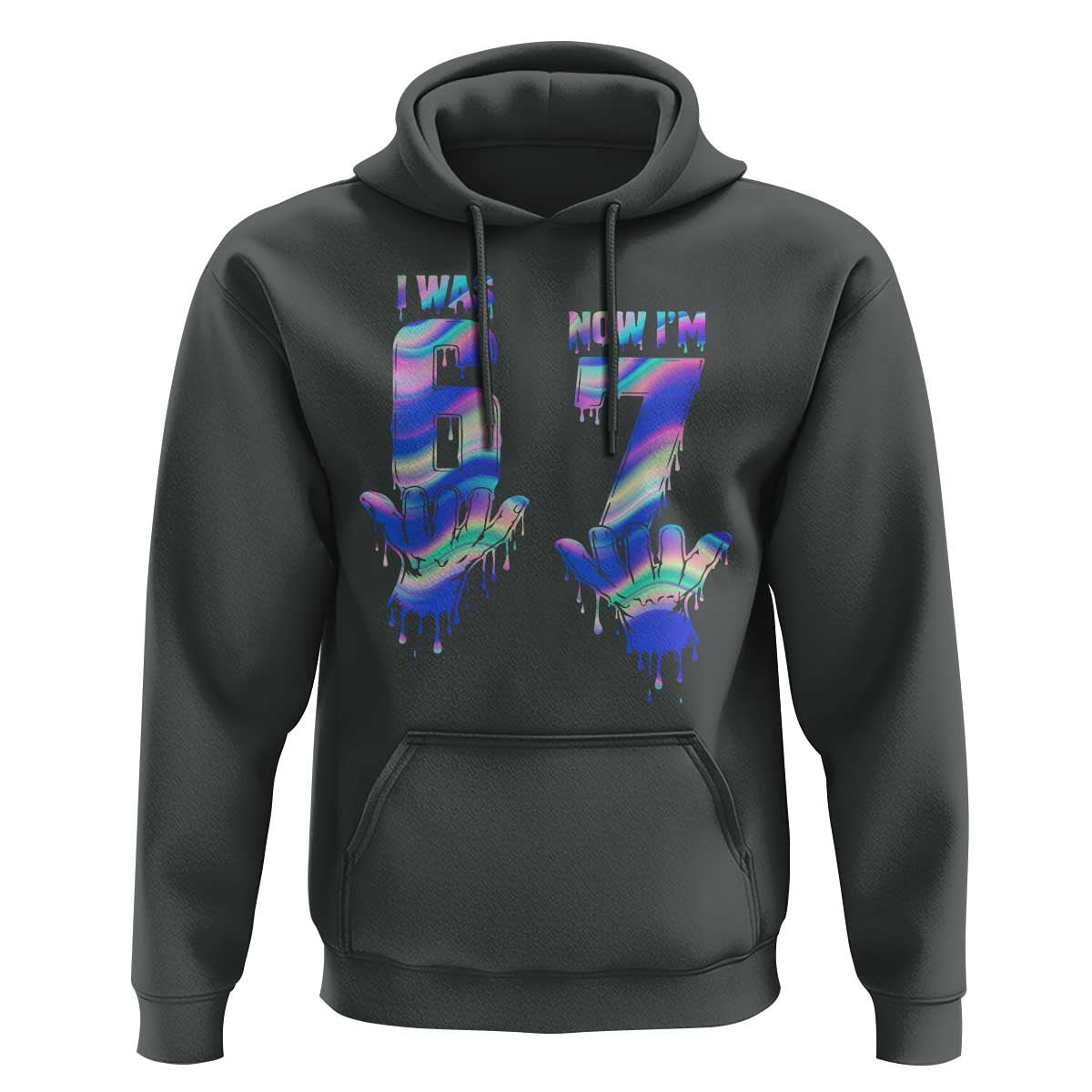 Funny I Was 6 Now I Am 7 Hoodie Iridescent Effect Printed Kids Birthday - Wonder Print Shop